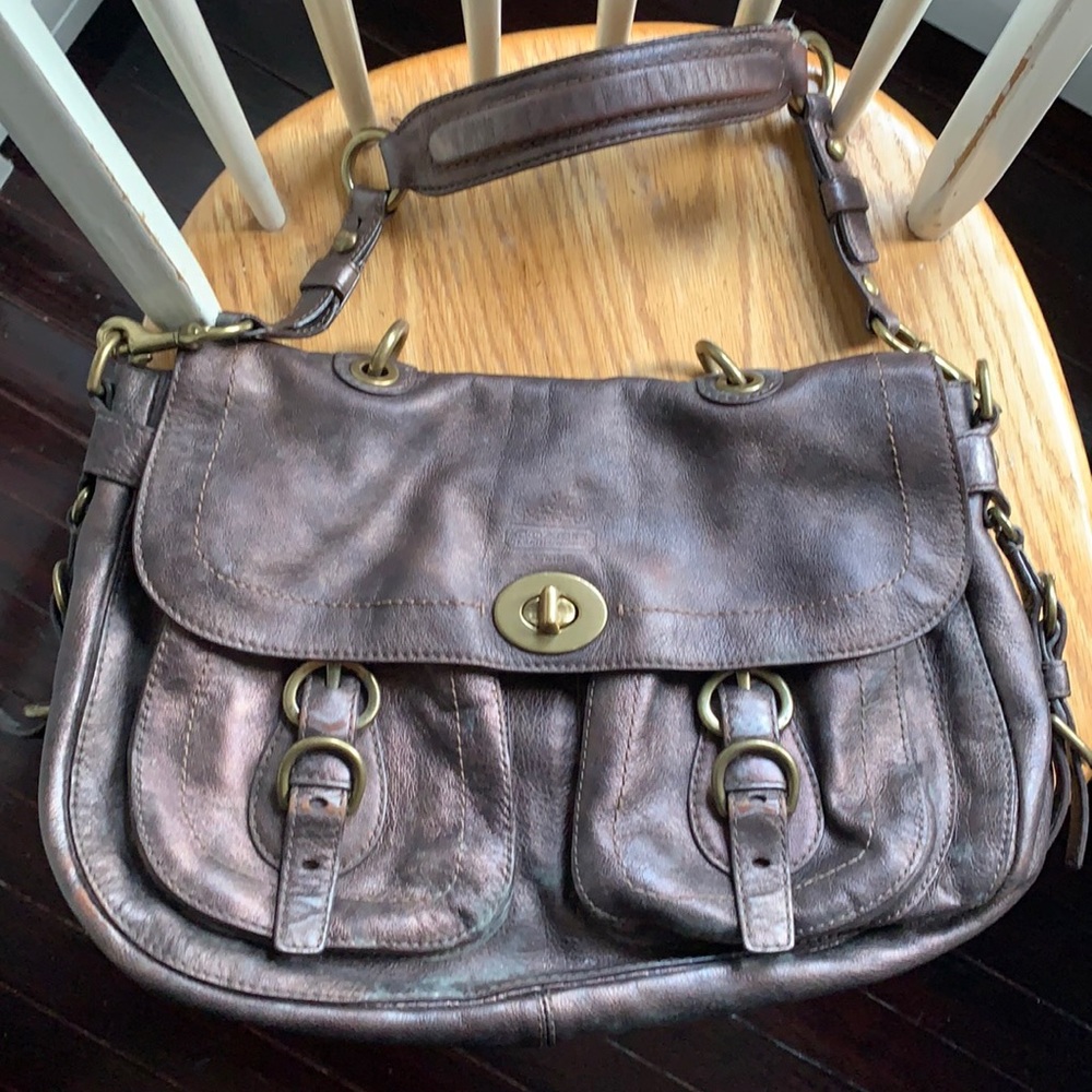 Coach purse metallic brown